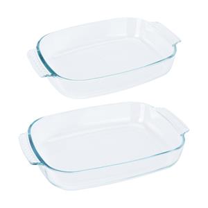 Excellent Houseware Ovenschalen 2-delige set - glas - ovaal - 2.7 en 3.8 Liter - vaatwasser bestendig -