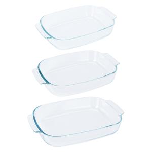 Excellent Houseware Ovenschalen 3-delige set - glas - ovaal - 2/ 2.7/ 3.8 Liter - vaatwasser bestendig -