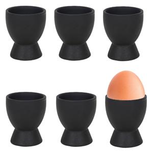 Bellatio Design Eierdopjes Paint it Black - set van 6x - zwart - keramiek - 8 x 6 cm -