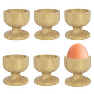 Merkloos Eierdopjes bamboe hout - 4x - blanco - 5 x 5 cm - ontbijt/brunch servies -