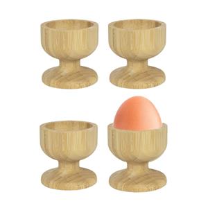 Merkloos Eierdopjes bamboe hout - 12x - blanco - 5 x 5 cm - ontbijt/brunch servies -