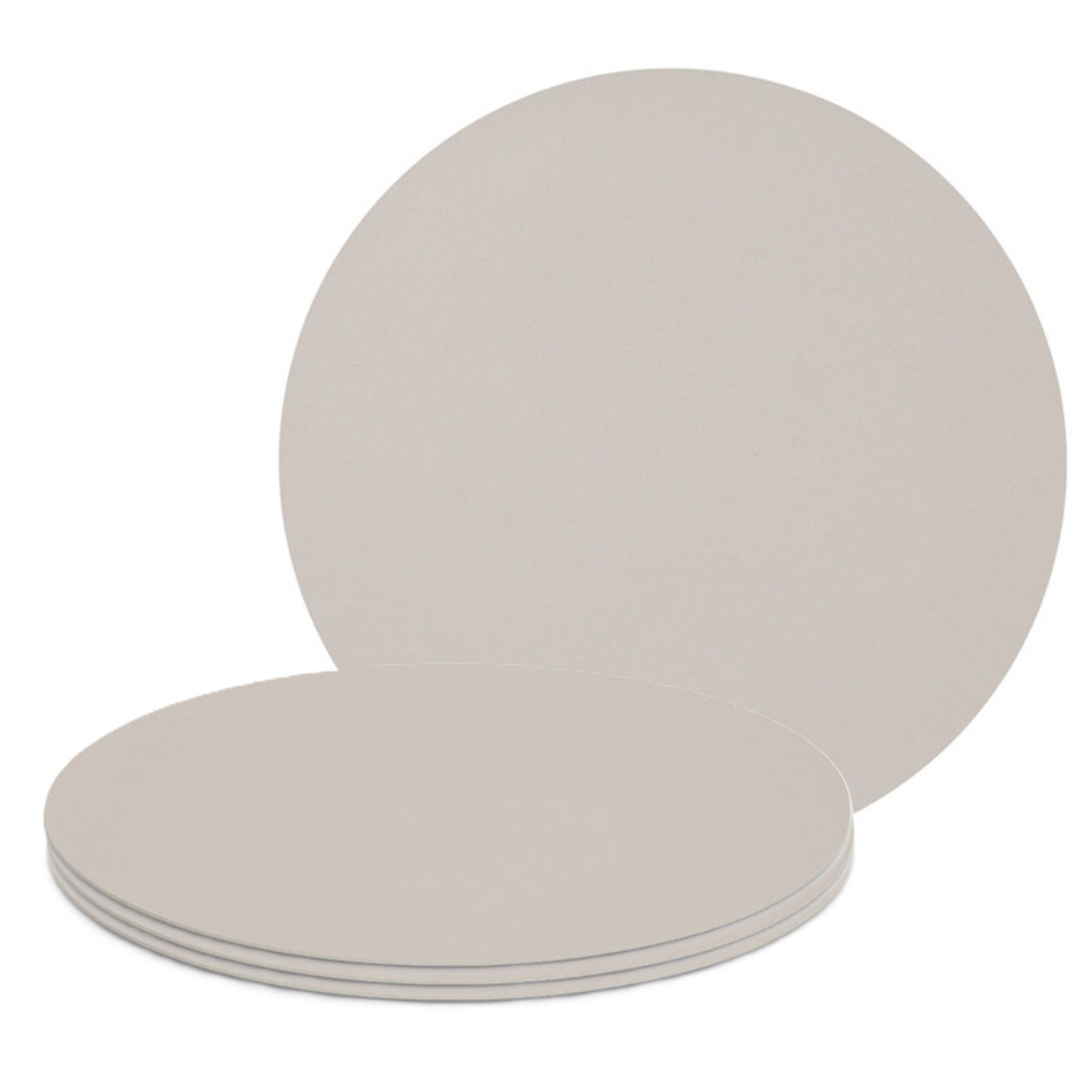 Zeller Placemats - 4x - lederlook - taupe - rond - cm - tafel dekken - onderleggers -