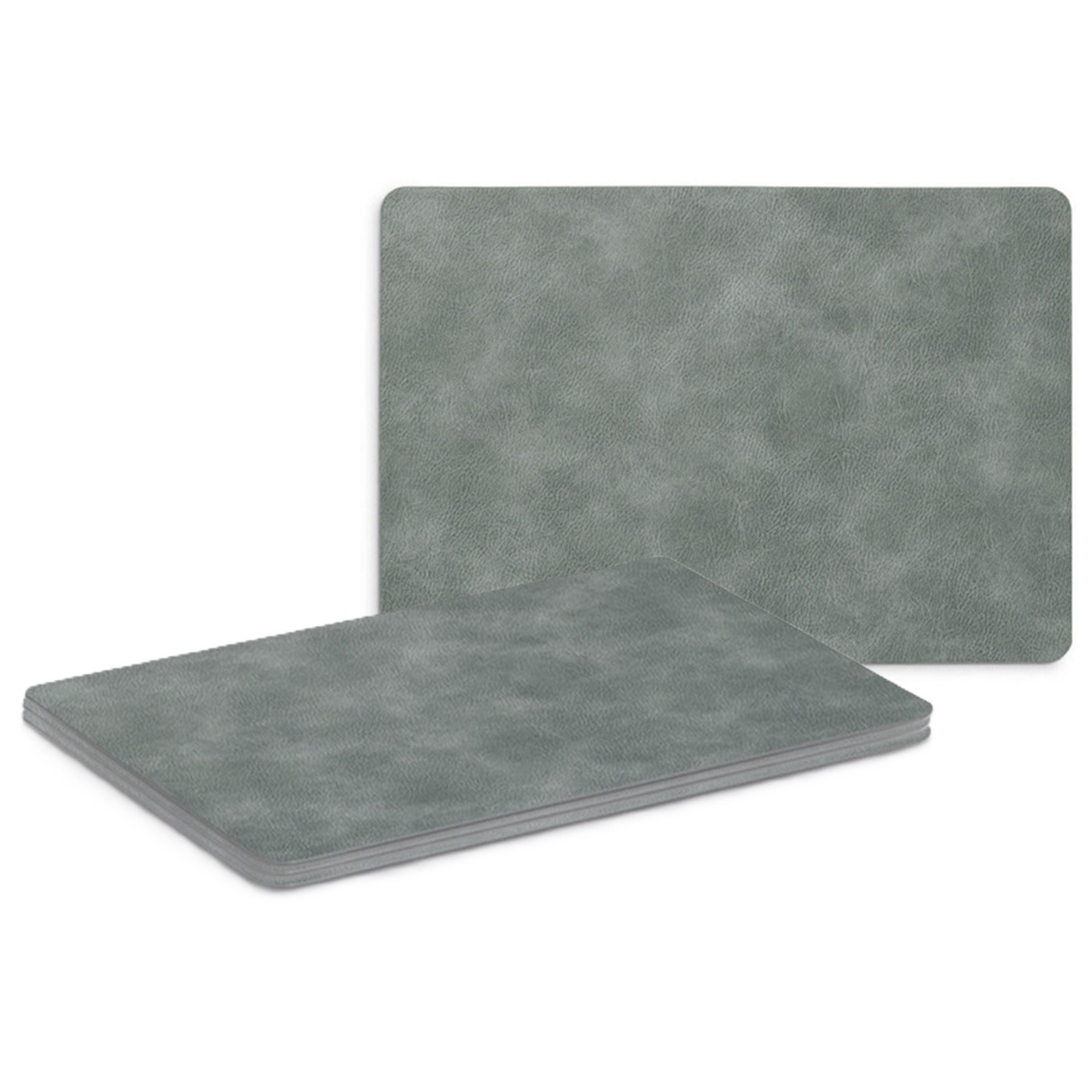 Zeller Placemats - 4x - lederlook - grijs - x 30 cm - tafel dekken - onderleggers -