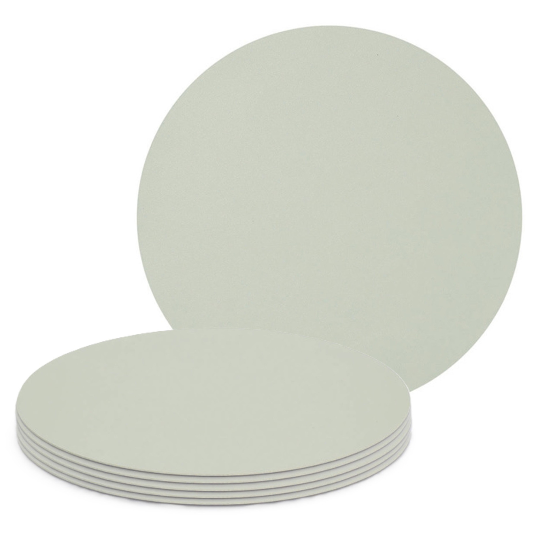 Zeller Placemats - 6x - lederlook - mintgroen - rond - cm - tafel dekken - onderleggers -