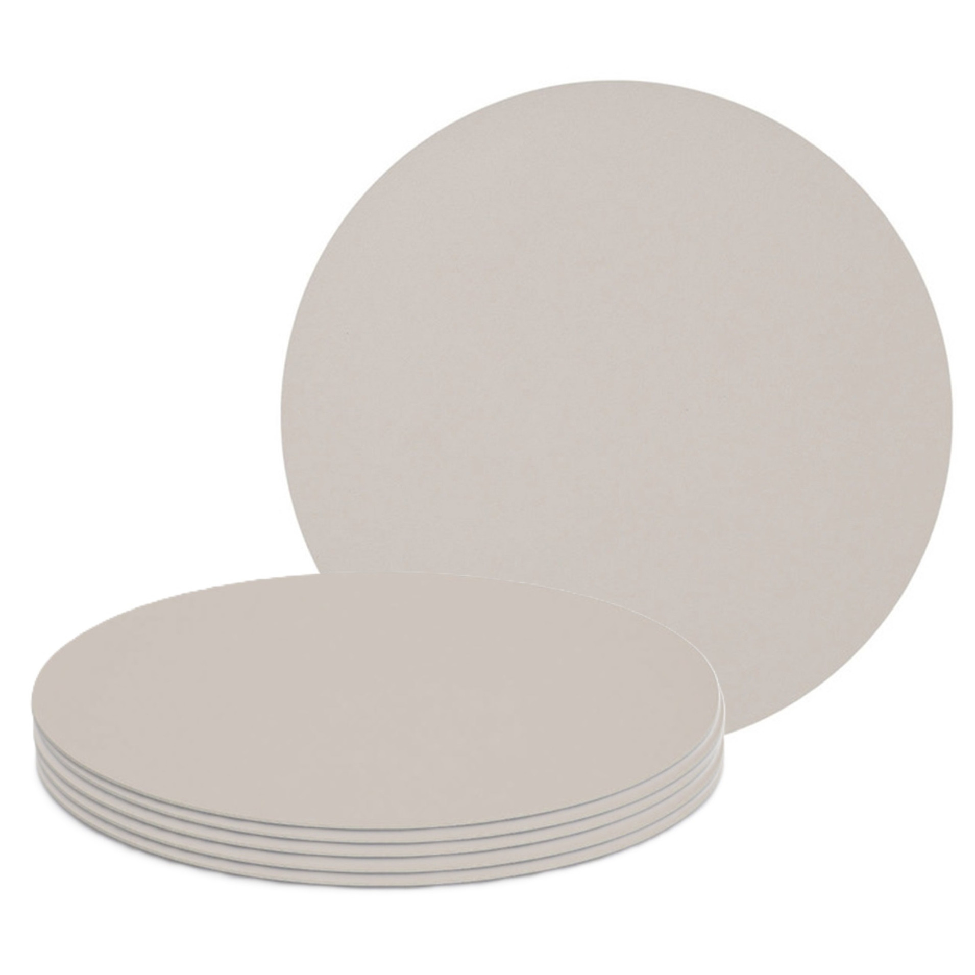 Zeller Placemats - 6x - lederlook - taupe - rond - cm - tafel dekken - onderleggers -