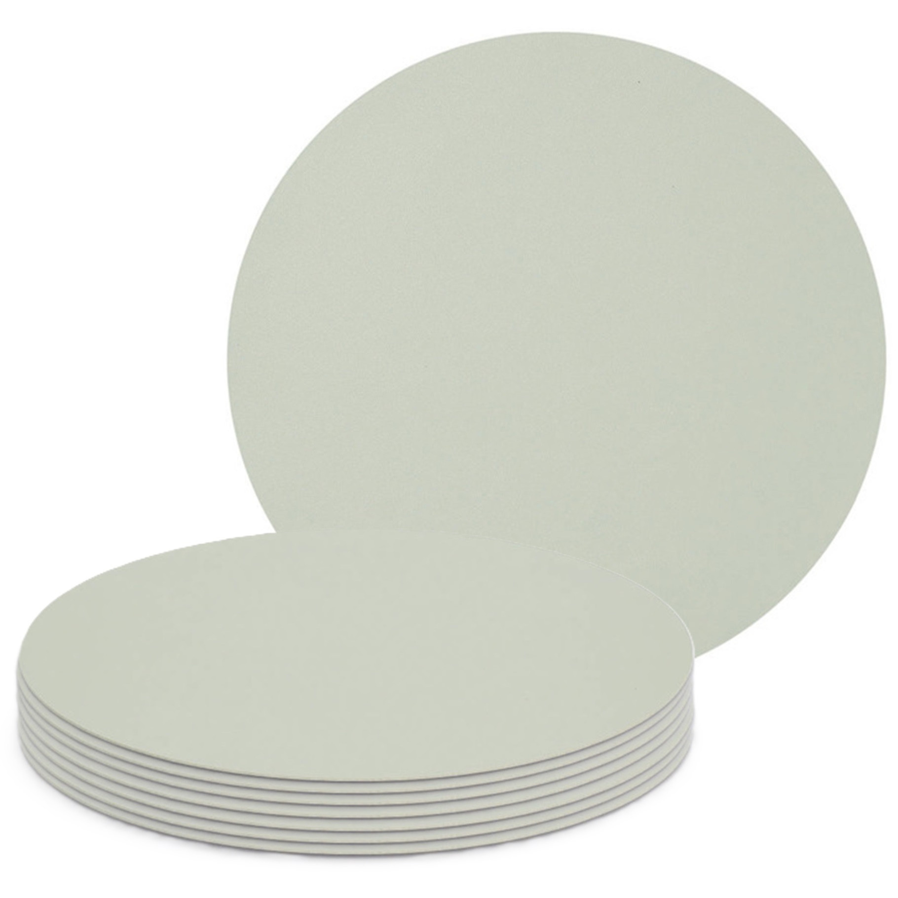 Zeller Placemats - 8x - lederlook - mintgroen - rond - cm - tafel dekken - onderleggers -