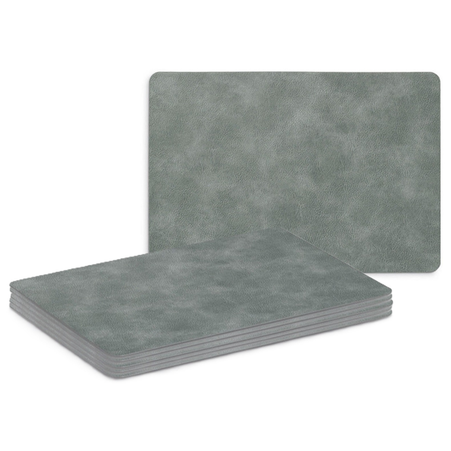 Zeller Placemats - 6x - lederlook - grijs - x 30 cm - tafel dekken - onderleggers -