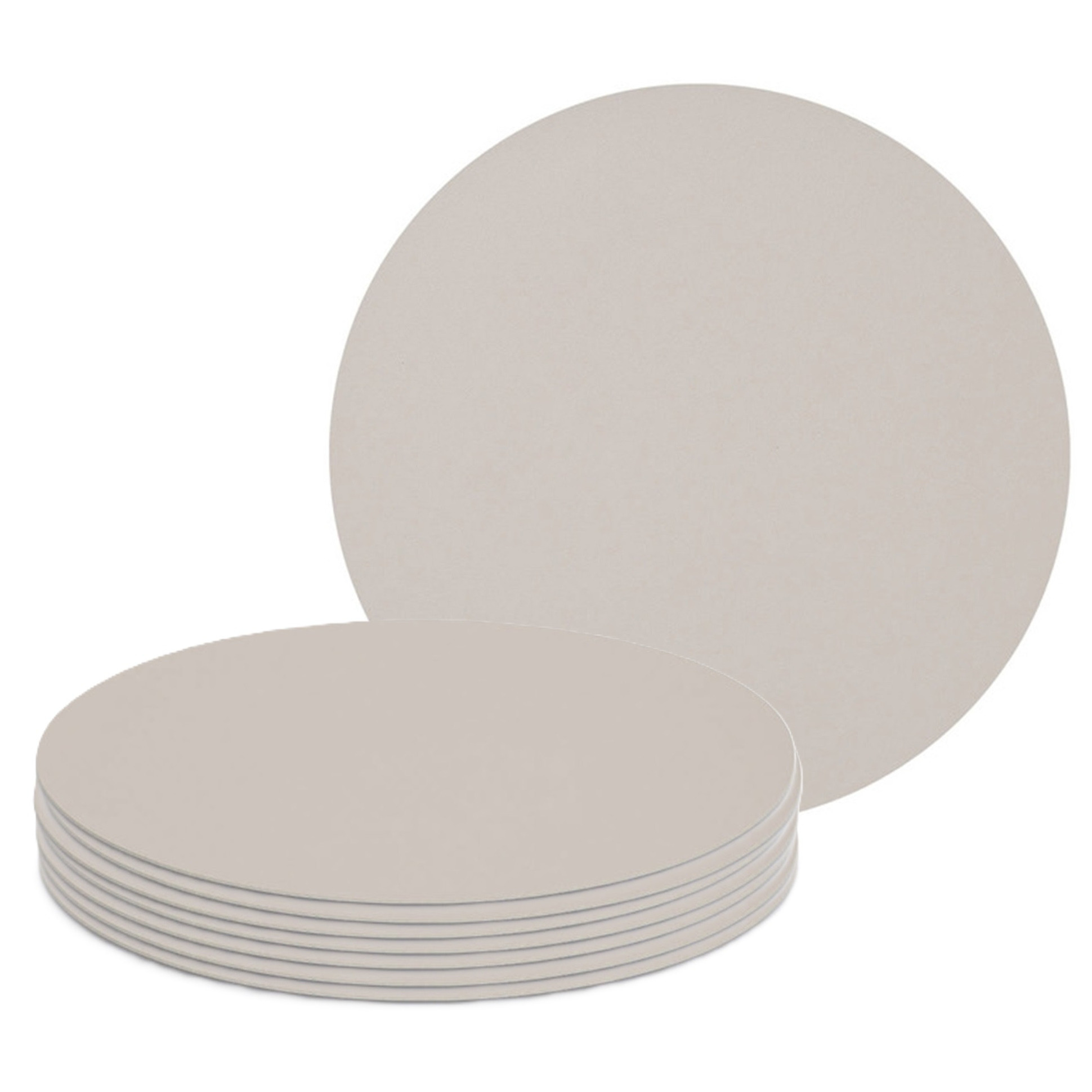 Zeller Placemats - 8x - lederlook - taupe - rond - cm - tafel dekken - onderleggers -