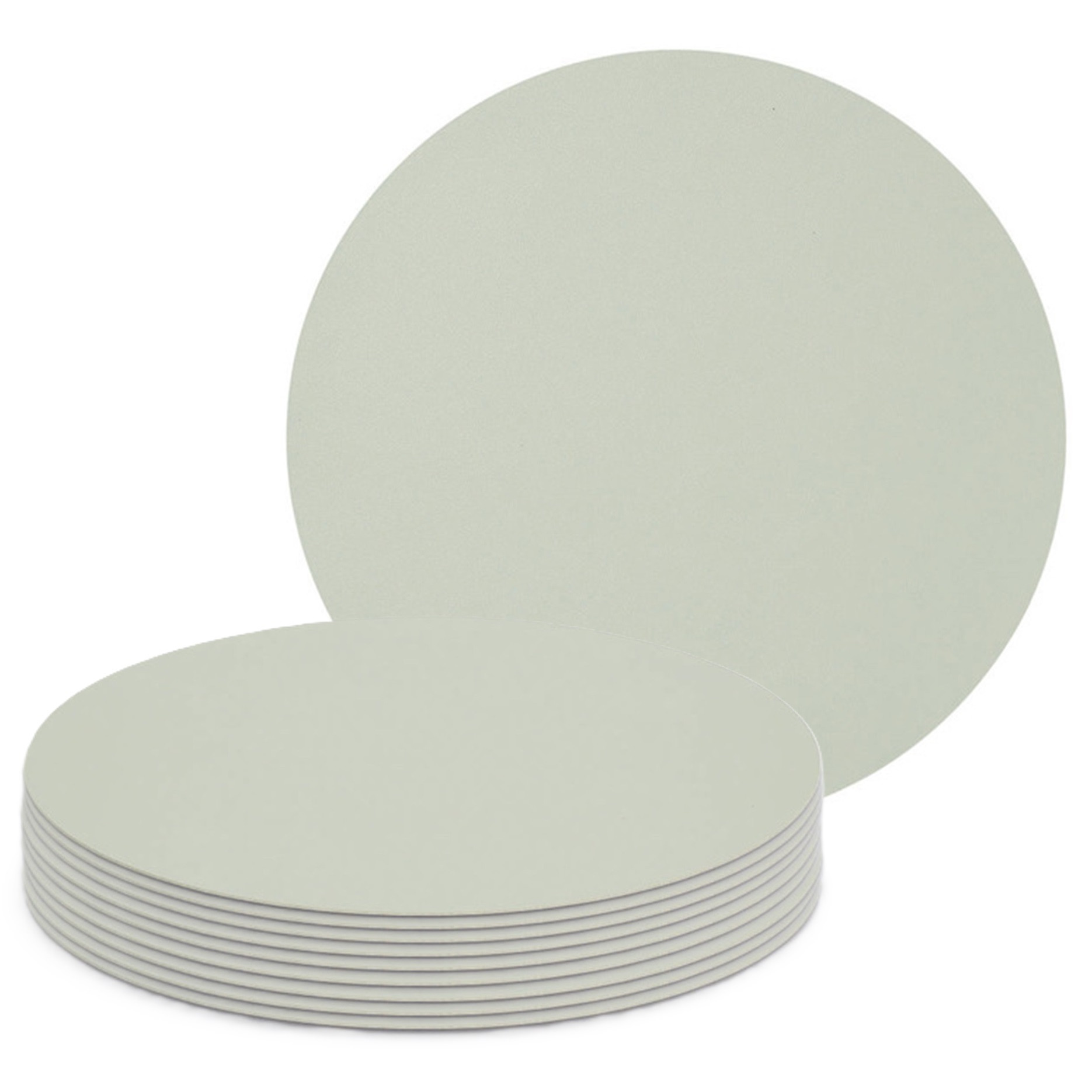 Zeller Placemats - 10x - lederlook - mintgroen - rond - cm - tafel dekken - onderleggers -