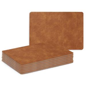 Zeller Placemats - 8x - lederlook - cognac kleur - x 30 cm - tafel dekken - onderleggers -