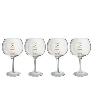 J-Line Hoog Gin glas - goud - giftbox - 4 stuks set