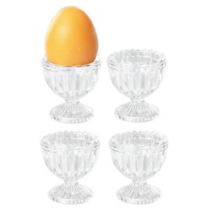 Excellent Houseware luxe eierdopjes - 4x stuks - transparant - gedecoreerd glas - 6 cm -