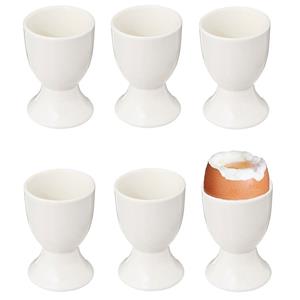 Bellatio Design Eierdopjes Blanche - set van 6x - keramiek - wit - 5 x 7 cm -