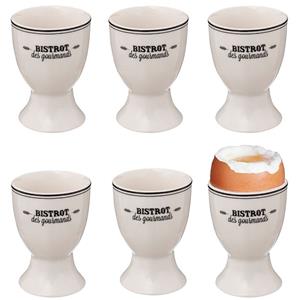 Bellatio Design Eierdopjes Bistrot - set van 6x - porselein - wit - 5 x 7 cm -