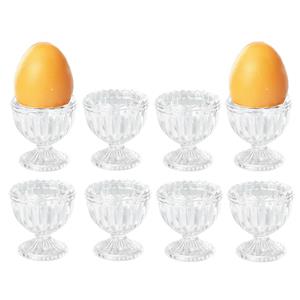 Excellent Houseware luxe eierdopjes - 8x stuks - transparant - gedecoreerd glas - 6 cm -