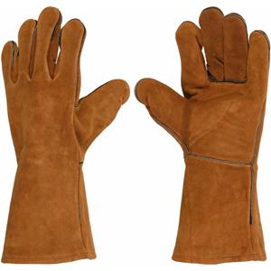 Vaggan BBQ handschoenen - leder - camel bruin - hittebestendig tot 250 graden  -