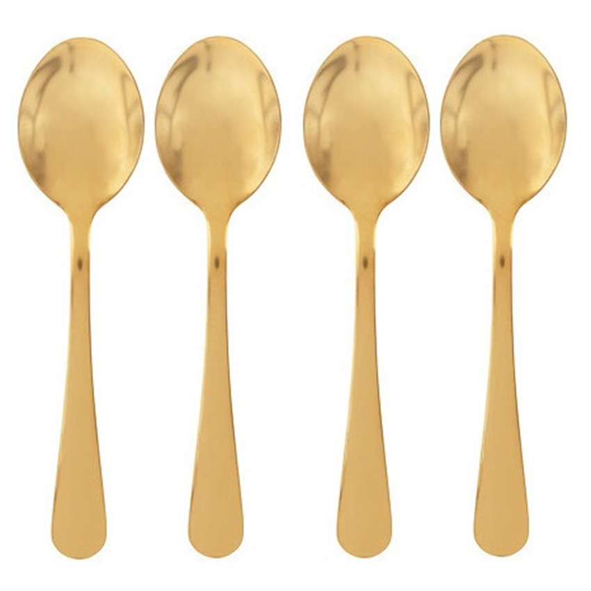 5five Theelepels/dessertlepels/koffielepels - 4x - goud - 14 cm - RVS -