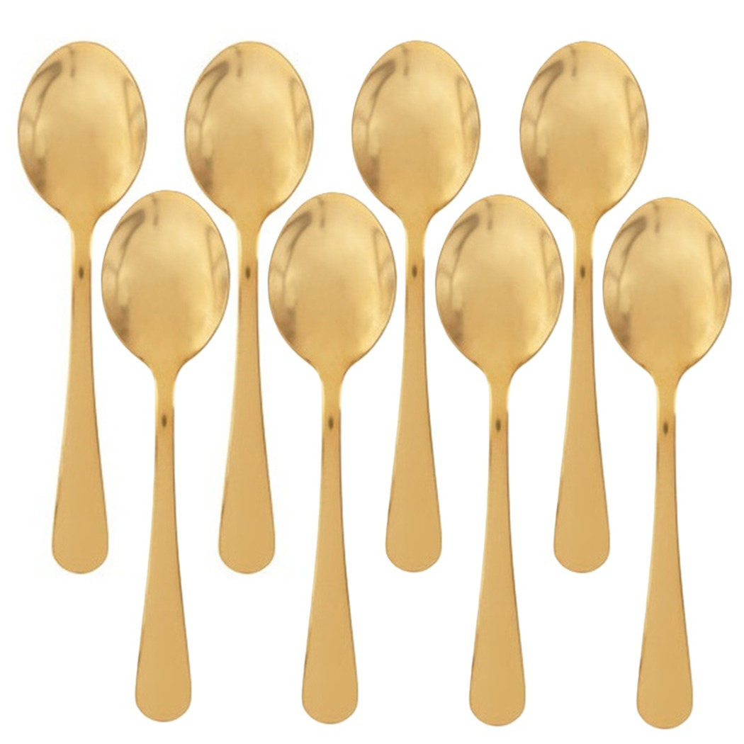 5five Theelepels/dessertlepels/koffielepels - 8x - goud - 14 cm - RVS -