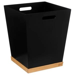 5five Prullenbak/vuilnisbak - 23 Liter - Mdf Hout - Zwart - 27 X 32 Cm