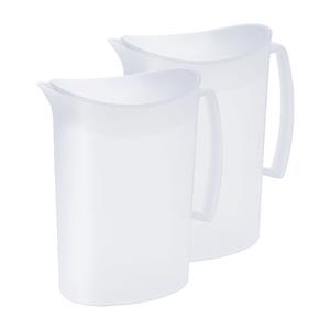 Juypal Hogar Schenkkan/waterkan met deksel - 2x - transparant - 2 liter - kunststof - L20 x H23 cm -