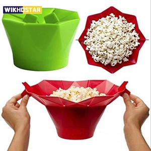 WIKHOSTAR 1pcs Opvouwbare Rode Siliconen Siliconen Popcorn Hoge Kwaliteit Keuken Gemakkelijk Gereedschap DIY Popcorn Emmer Kom Maker Popcorn Magnetron2023