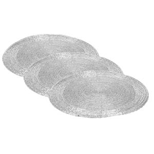 Merkloos 4x stuks placemats/onderleggers zilver rond D35 cm -