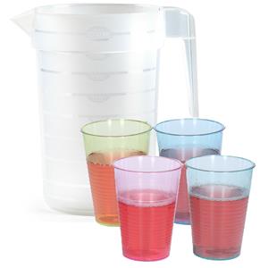 PlasticForte Waterkan/schenkkan met glazen set - kunststof/onbreekbaar - karaf 2 liter/12x glazen - bpa vrij -