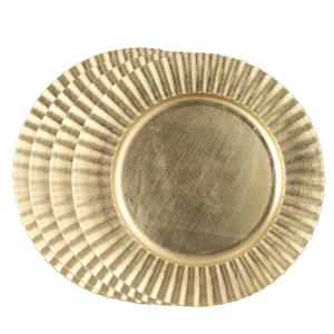 Mica Decorations Diner/kerstdiner onderborden - 4x st - goud - D33 x H2 cm - kunststof - rond -