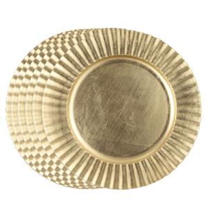 Mica Decorations Diner/kerstdiner onderborden - 6x st - goud - D33 x H2 cm - kunststof - rond -