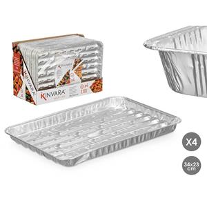 Kinvara BBQ/barbecue rooster grill - aluminium trays - 4x - open structuur - x 23 cm -