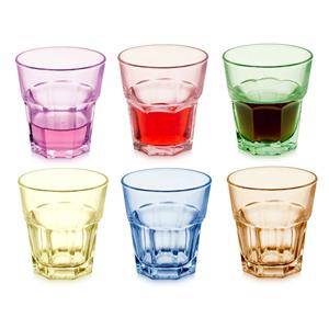 Vivalto Waterglazen/drinkglazen Summervibes - 6x - transparant kleurenmix - 300 ml -