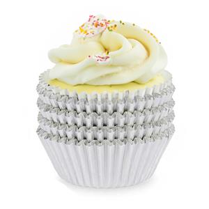 Kinvara Muffin en cupcakes vormpjes - papier - zilver - set 100x stuks - Dia 11 cm -