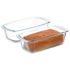 Vivalto Cakevorm/bakvorm - 2x - Glas - transparant - 27 x 14 x 7 cm - cake bakken - ovenschotel -