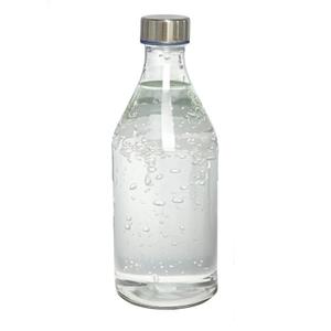 Gerimport Waterkan - met deksel - 1L - glas - RVS Dop - waterkaraf - schenkkan - rond -