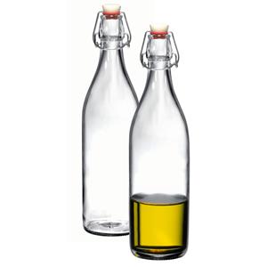 Bormioli Rocco Beugelfles/weckfles transparant 1 liter rond - 2x - weckfles - karaf - waterfles -