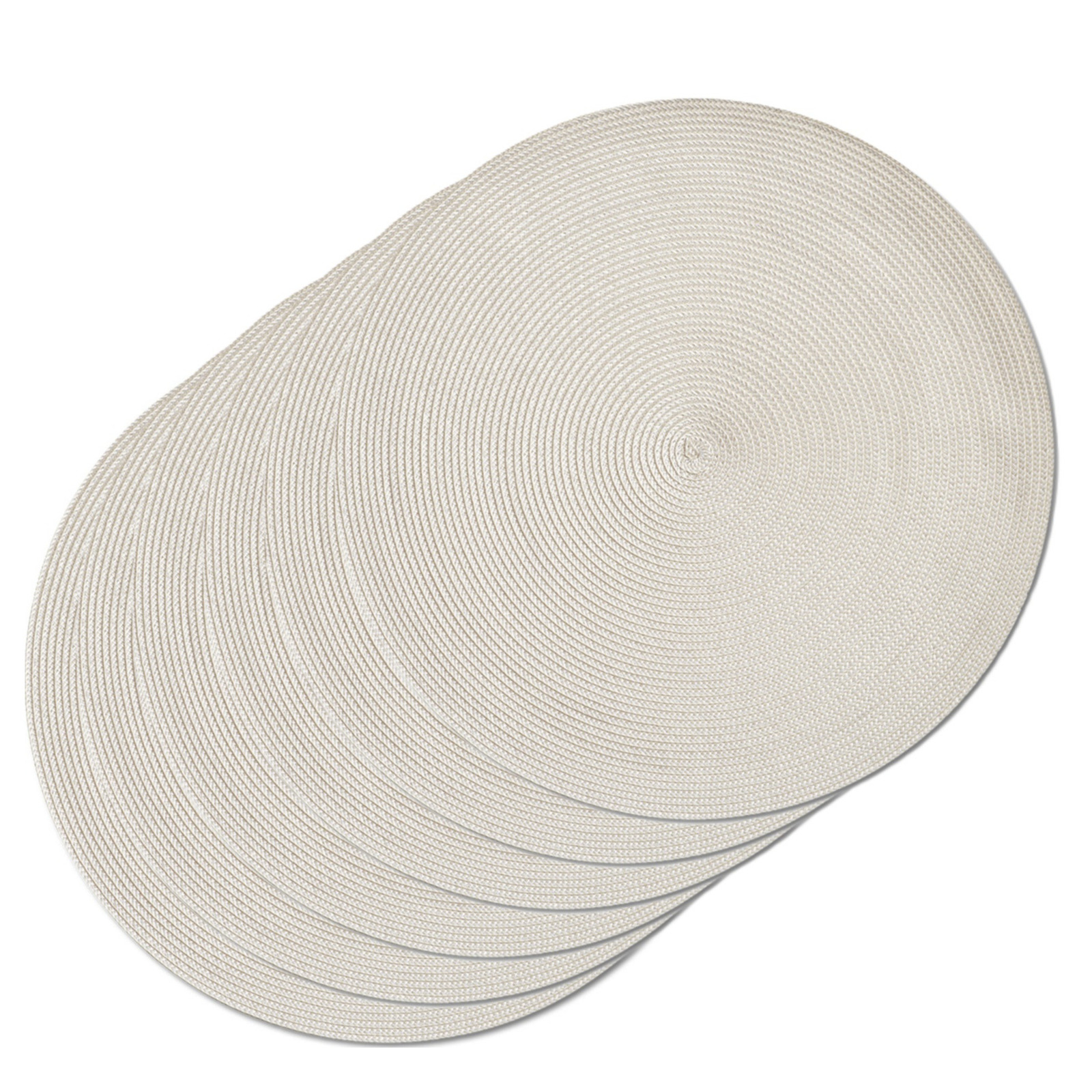 Zeller Diner placemats rond - 6x - creme wit - geweven - Dia cm - Tafel - Borden onderleggers -