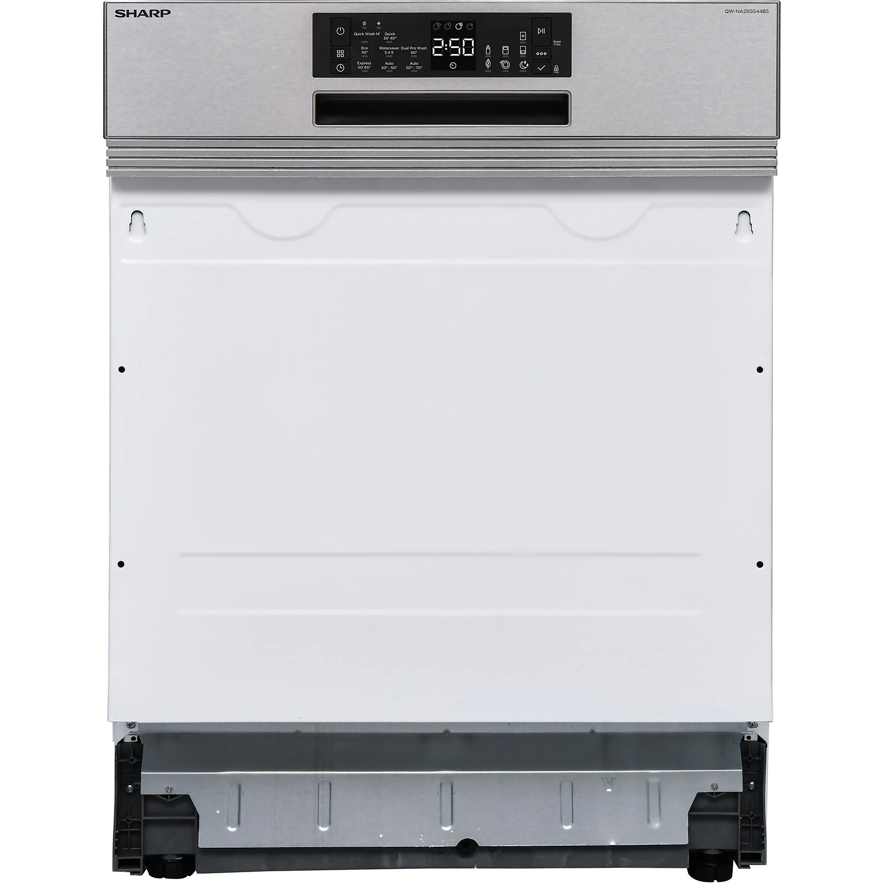 Sharp teilintegrierbarer Geschirrspüler QW-NA25GS44BS-DE, 9 l, 14 Maßgedecke, Einbauspülmaschine teilintegriert 60 cm, 8 Programme, AquaStop, leise
