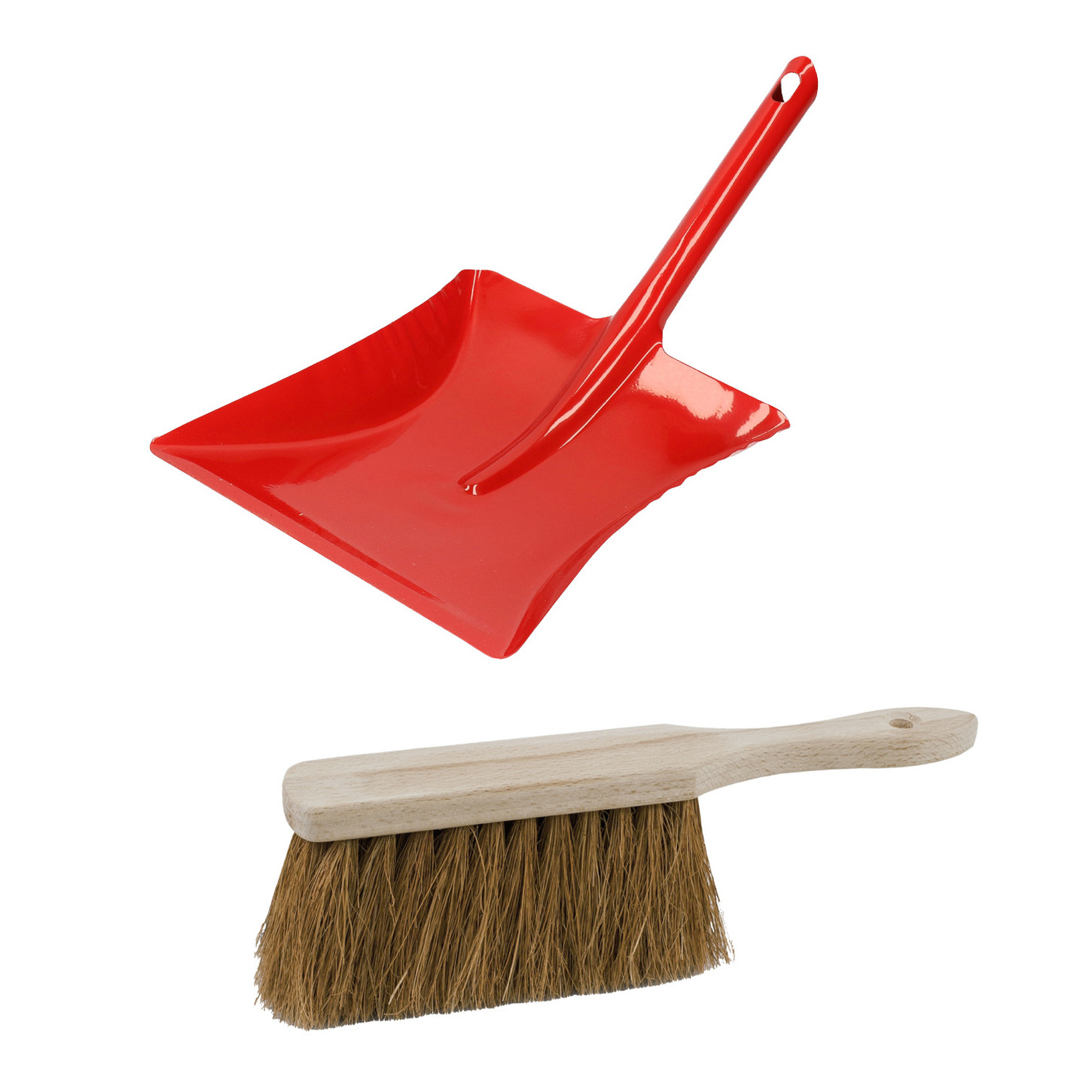 Buemag Stoffer en Blik set Thor - voor buiten - blik van metaal - rood - x 23 cm - borstel hout 28 cm -