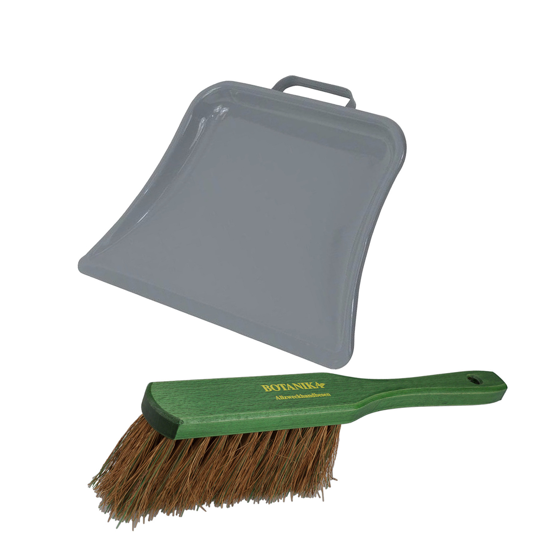 Buemag Stoffer en blik set Dirtmaster - blik metaal - groen/grijs - 32 x 22 cm - borstel haar hard -