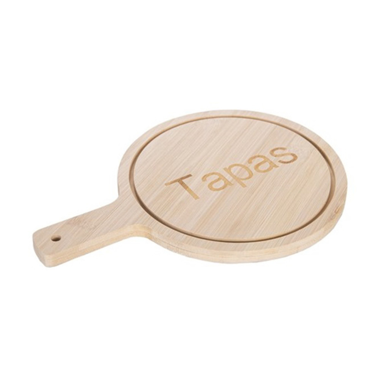 Alessandro Tapas serveerplank bamboe hout - met handvat - 28 x 20 x 0.8 cm - keuken borrelplank/tapasplank -