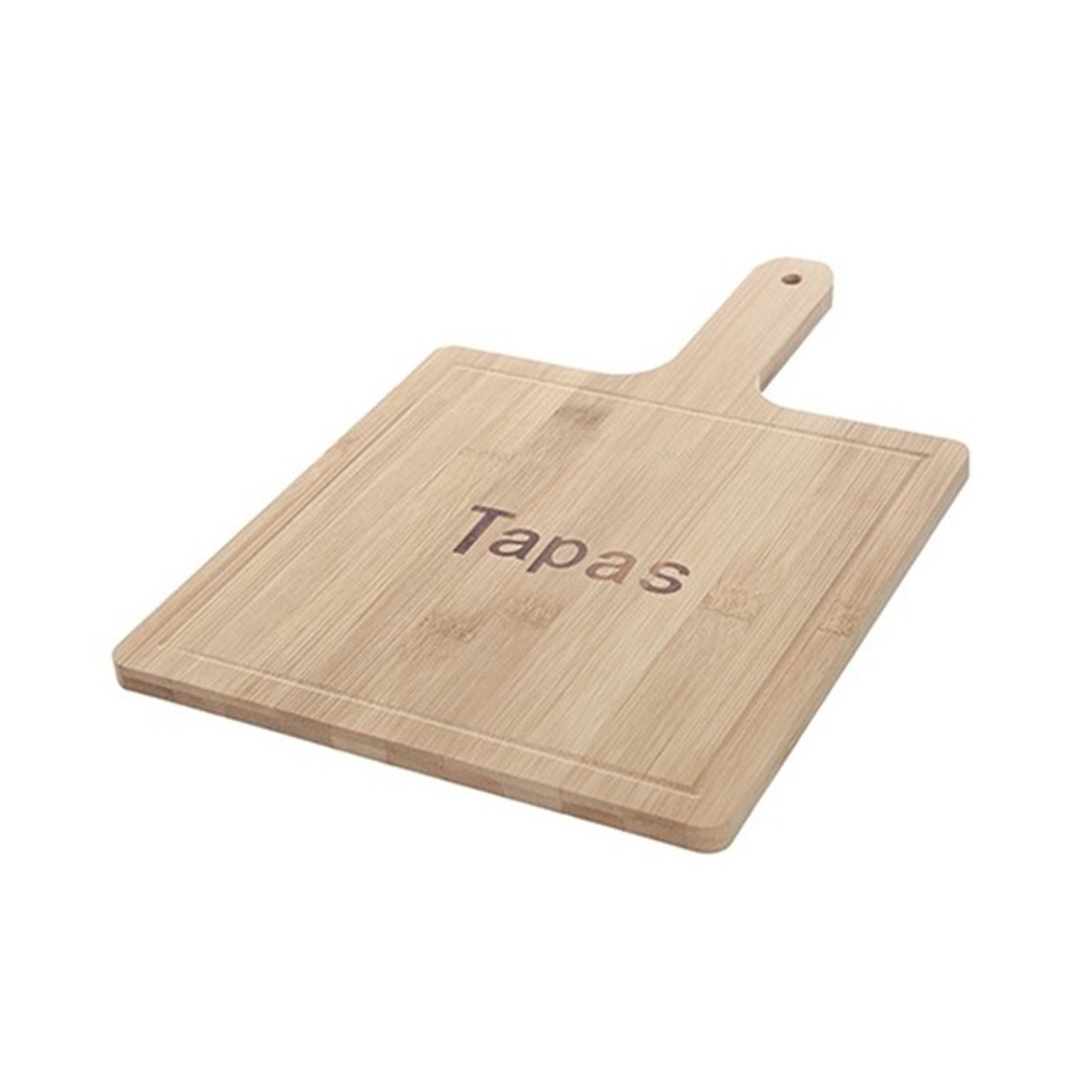 Alessandro Tapas serveerplank bamboe hout - met handvat - 30 x 20 x 1 cm - keuken borrelplank/tapasplank -