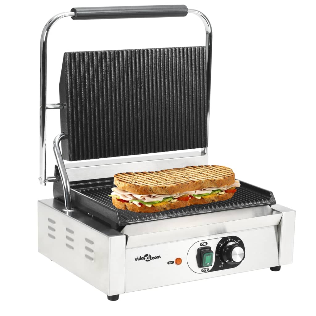 VidaXL Panini grill gegroefd 2200 W 43x30,5x20 cm 