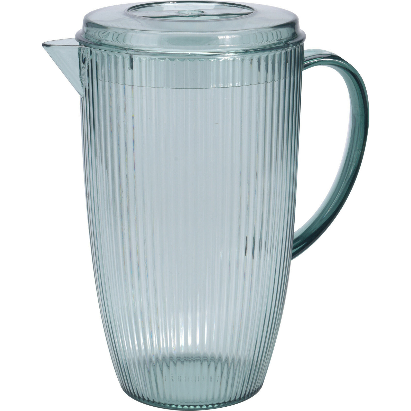 Excellent Houseware Sapkan/schenkkan karaf met deksel - 2.5 liter/2500 ml - transparant groen - kunststof -