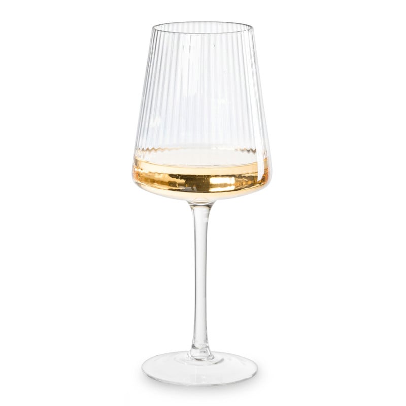 Xenos Wijnglas streep groot - glas - 400 ml