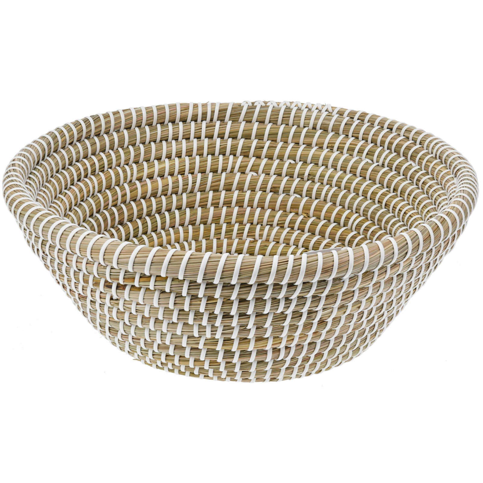 Excellent Houseware Fruitschaal/fruitmand Rattan - gevlochten riet - D32 x H12 cm - naturel - rond - opberg mandjes -