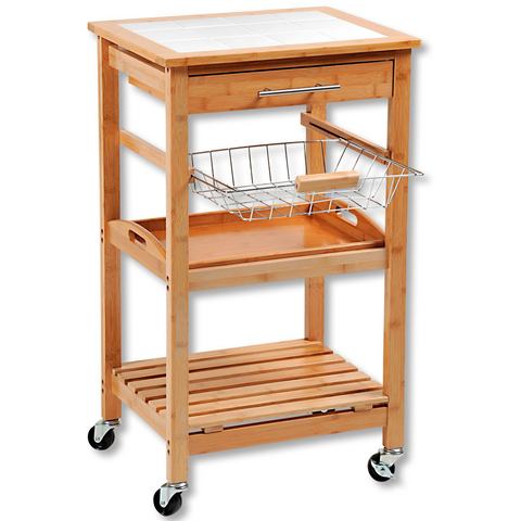 KESPER for kitchen & home Keukentrolley Rollwagen, tegels, bamboe, FSC