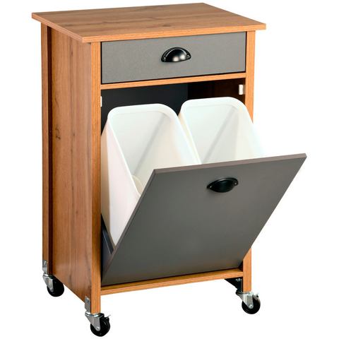 KESPER for kitchen & home Keukentrolley Rollwagen inclusief prullenbak, eik, FSC