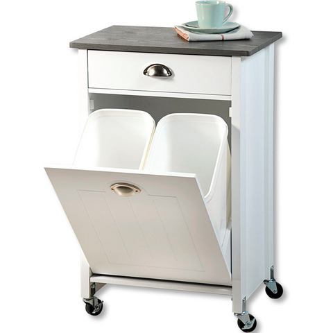 KESPER for kitchen & home Keukentrolley Rollwagen inclusief prullenbak, wit, FSC