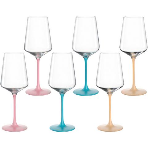 LEONARDO Weinglas Kelchglas BRERA, 400 ml, farbig sortiert, 6er-Set, Glas, spülmaschinengeeignet