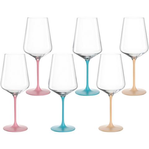 LEONARDO Weinglas Kelchglas BRERA, 560 ml, farbig sortiert, 6er-Set, Glas, spülmaschinengeeignet